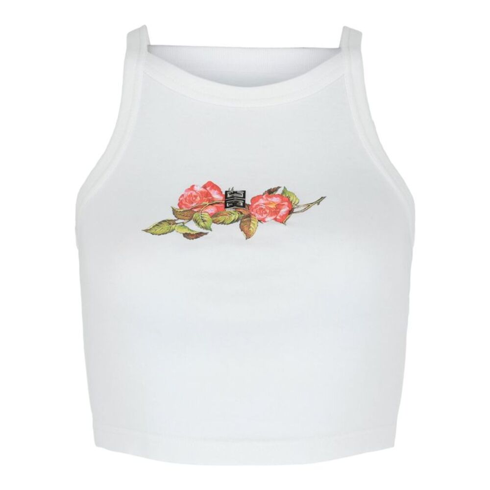 Givenchy 4G And Rose Print Crop Top White Womens